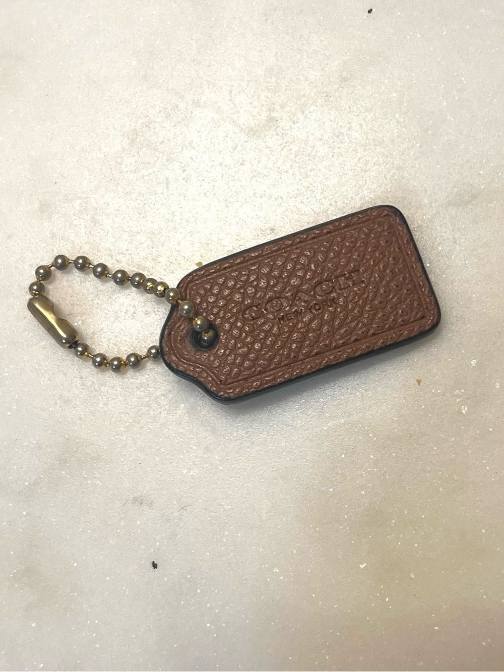 COACH MINI Pebbled Leather Hang Tag, Brown